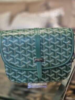 Designer Inspired Green Canvas Crossbody & Matching Wallet